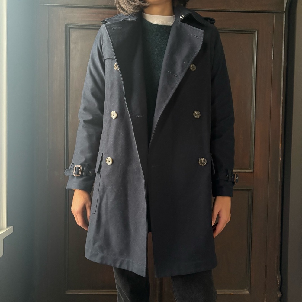 Ralph Lauren Navy Blue Cotton Trench Coat